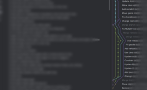 Screenshot of a Git Log using Feature Branches
