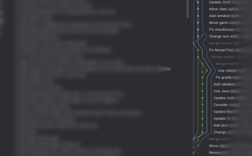Screenshot of a Git Log using Feature Branches